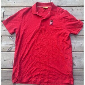 Ferrari World Men's Polo Shirt Size Medium Collared Short Sleeve Sportwear Red